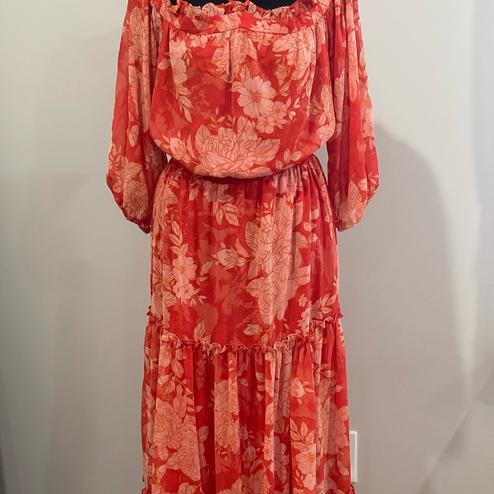 1. State Coral Floral Off-Shoulder Maxi Dress - Picture 2 of 9